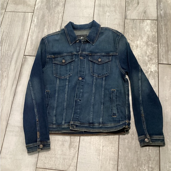 7 For All Mankind Dark Blue Denim Jacket like new condition - Picture 1 of 7